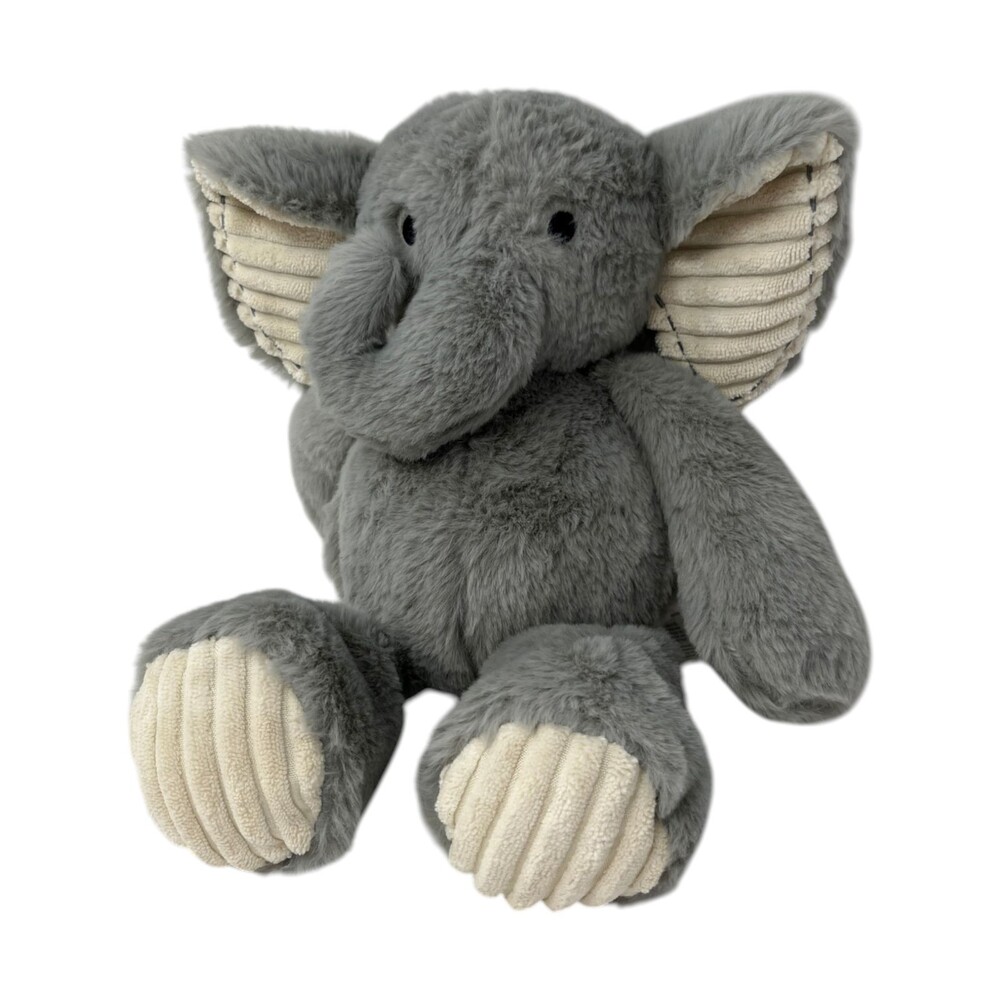 Lambs & Ivy Elephant Plush Toy 12" Grey Cream Corduroy Ears Soft Stuffed Animal